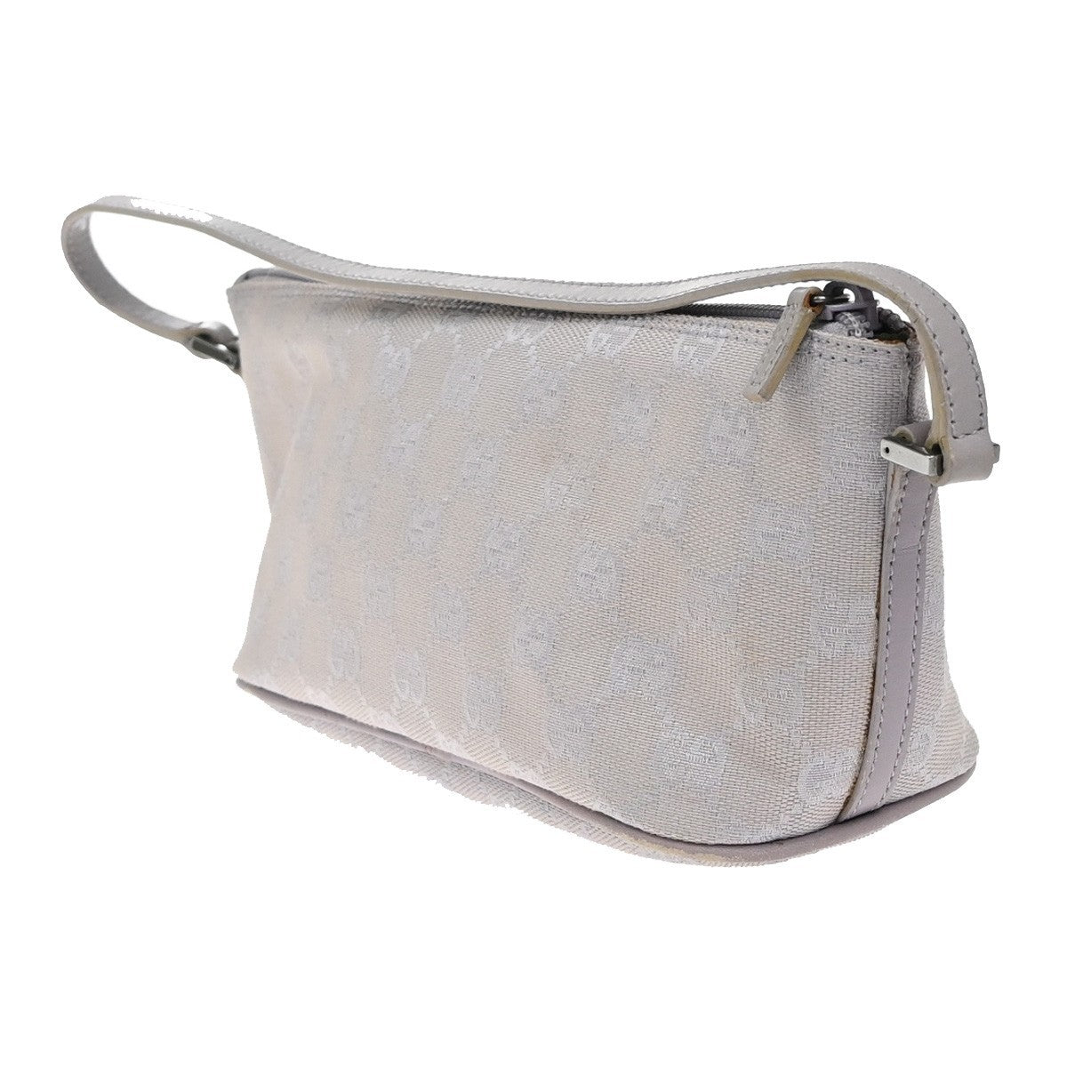 GUCCI Logo GG Pattern Shoulder Hand Bag Canvas Leather Lavender Italy 66EG020