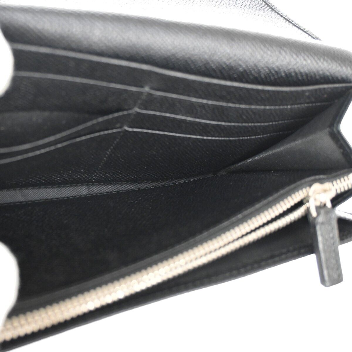 BVLGARI BVLGARI Logo Long Bifold Wallet Purse Leather Black Silver Italy 07EA090
