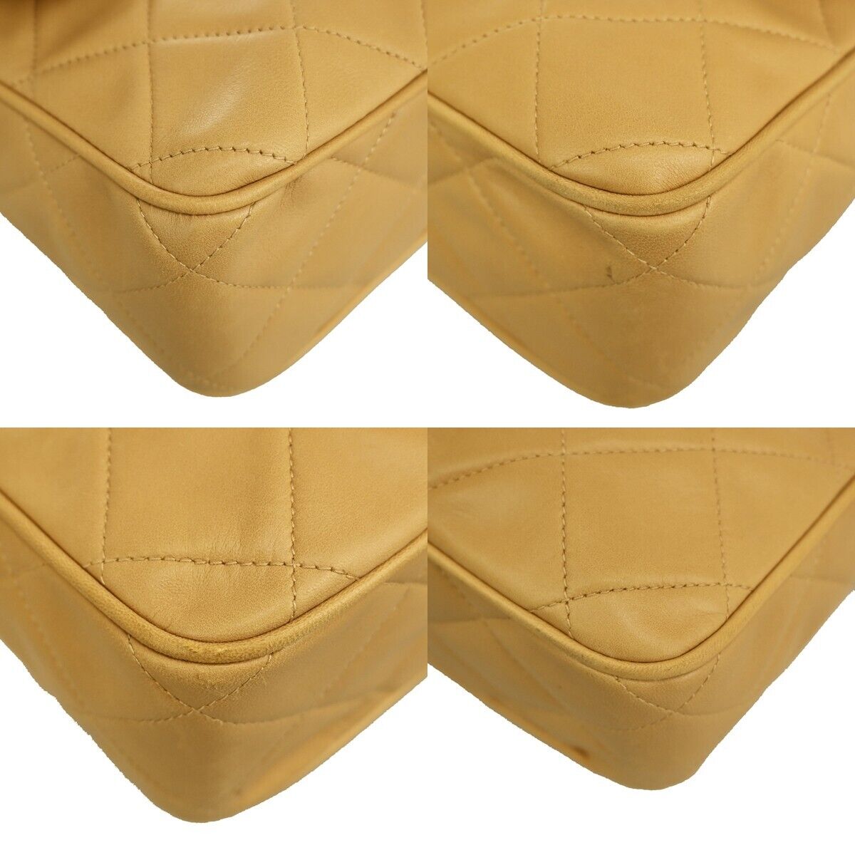 CHANEL CC Logo Matelasse Fringe Shoulder Bag Leather Beige GHW Vintage 617RH359