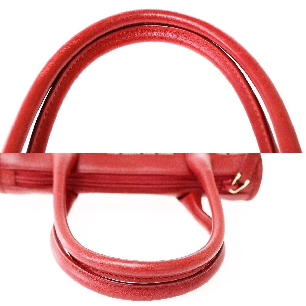 GUCCI Logo GG Pattern​ Hand Bag Canvas Leather Red Black GHW Italy 70KD119