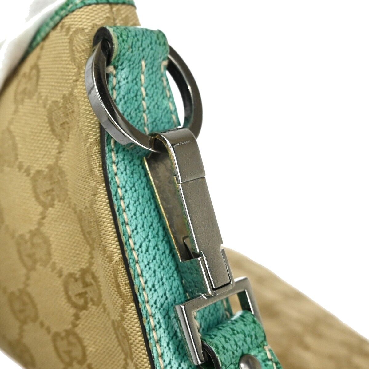 GUCCI Logo GG Pattern Crossbody Shoulder Bag Canvas Leather Beige Green 67EA104