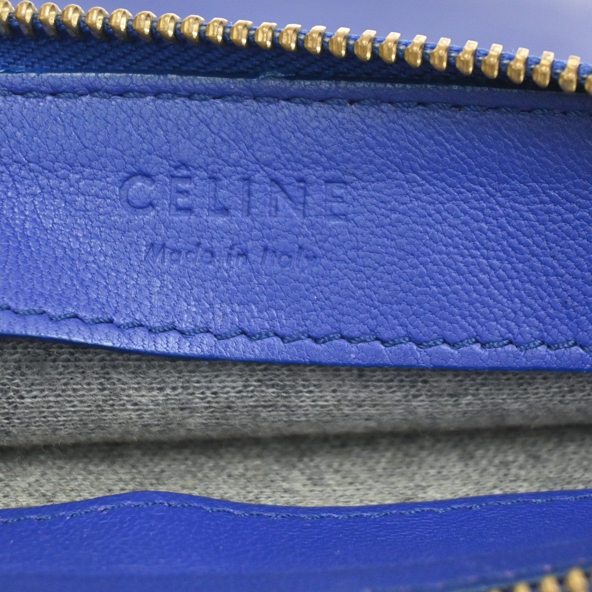 CELINE Logo Trio Crossbody Shoulder Bag Leather Blue Italy 80CA959