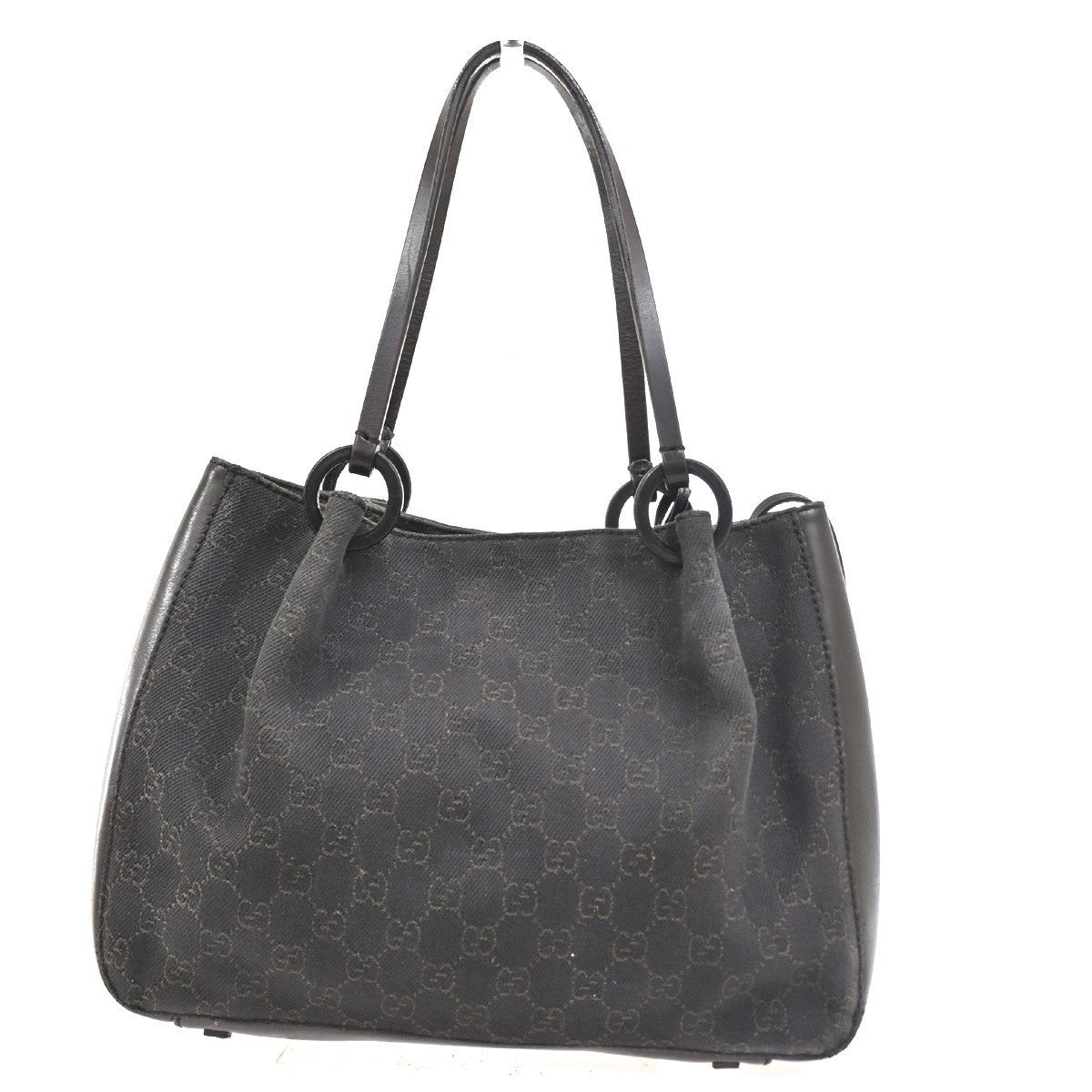 GUCCI Logo GG Pattern Shoulder Bag Canvas Leather Brown SHW Italy 04TA603