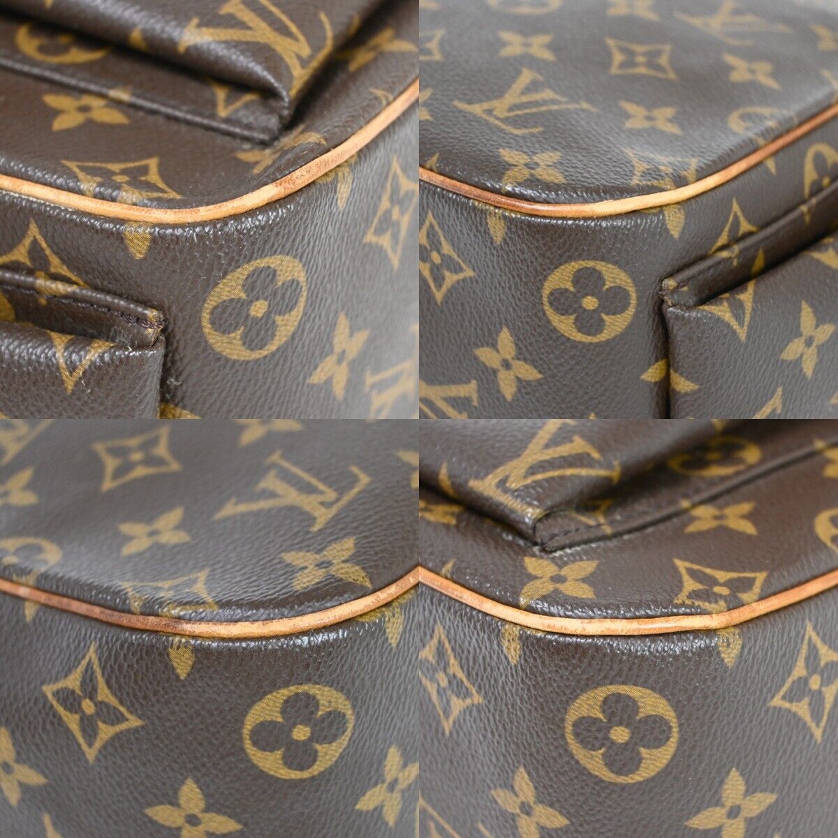 LOUIS VUITTON LV Excentri Cite Hand Bag Monogram Leather Brown M51161 72EA840
