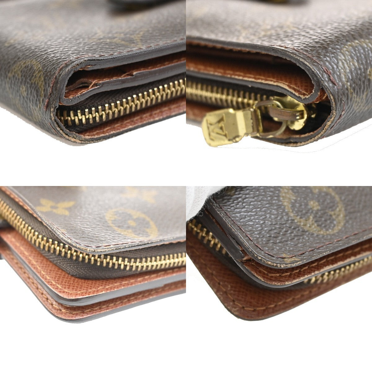 LOUIS VUITTON Compact Zip Bifold Wallet Monogram Leather Brown M61667 09FB576