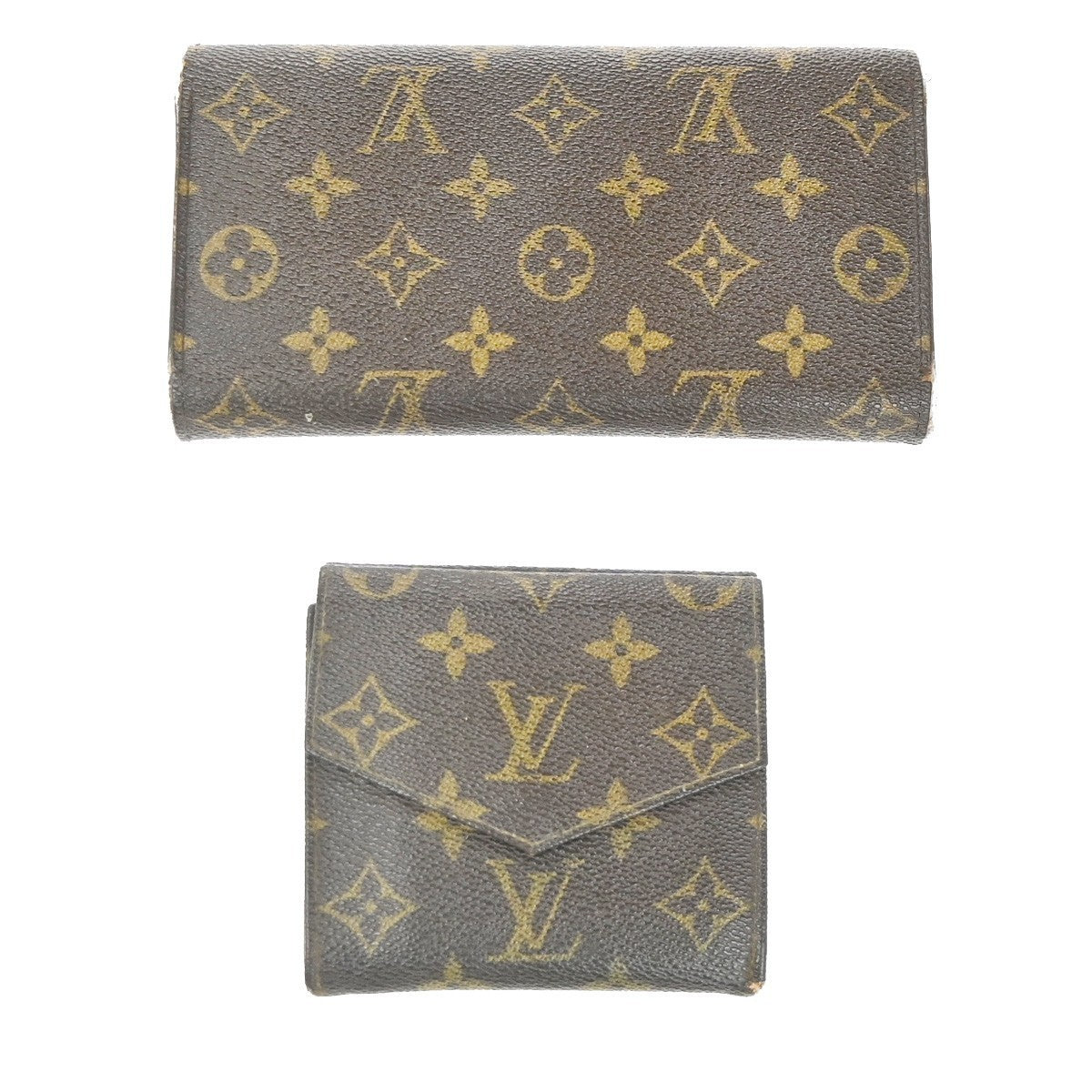 LOUIS VUITTON LV Logo 2 Set Bifold Wallet Monogram Leather Brown 01KP392