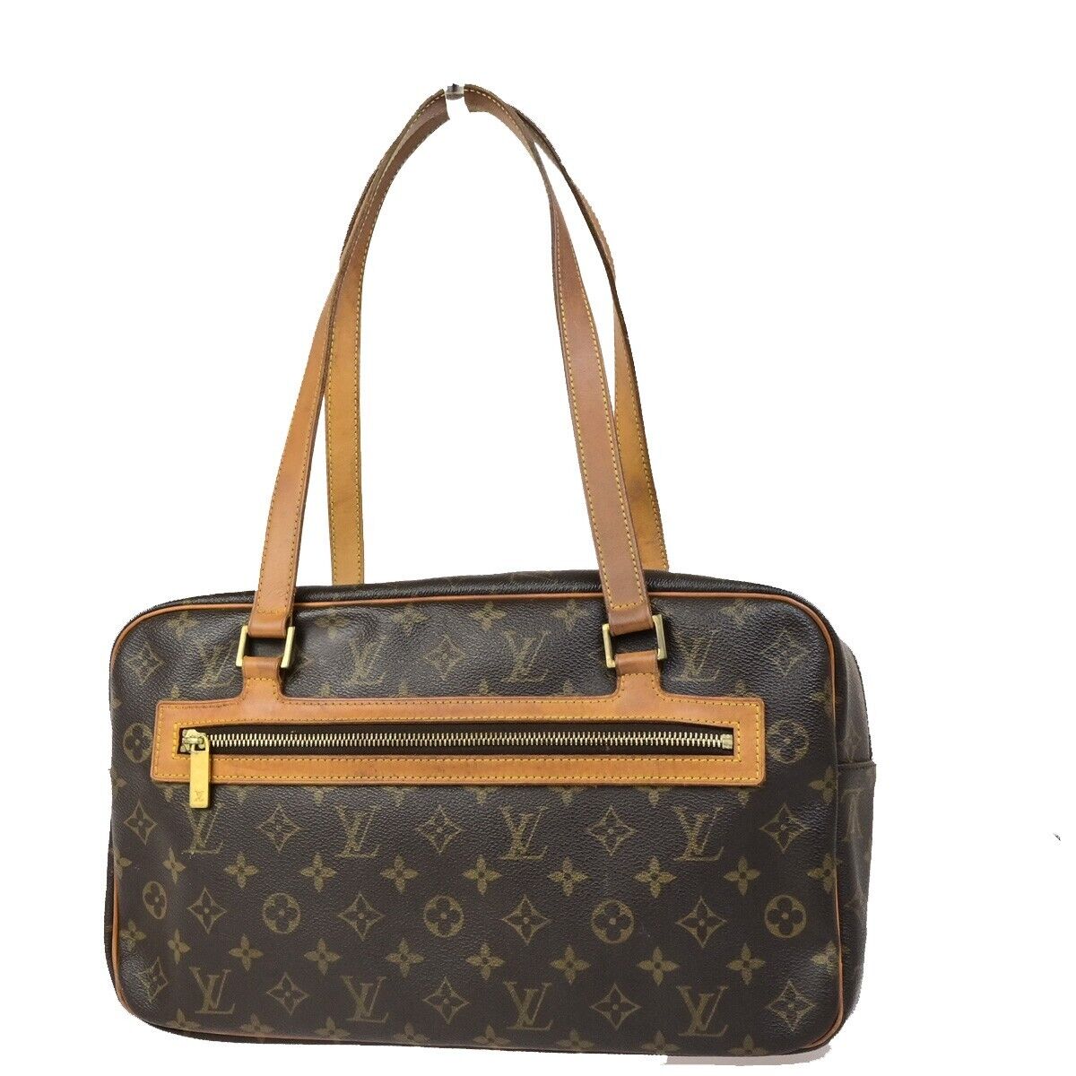 LOUIS VUITTON LV Logo Cite GM Shoulder Bag Monogram Leather Brown M51181 87ED376