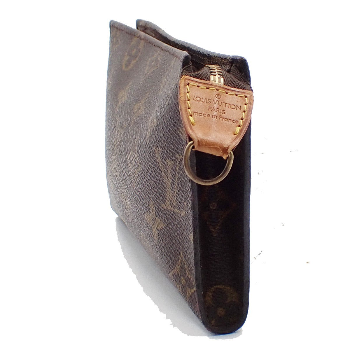 LOUIS VUITTON Logo BUCKET GM Pouch Bag Monogram Leather Brown France 02AA132