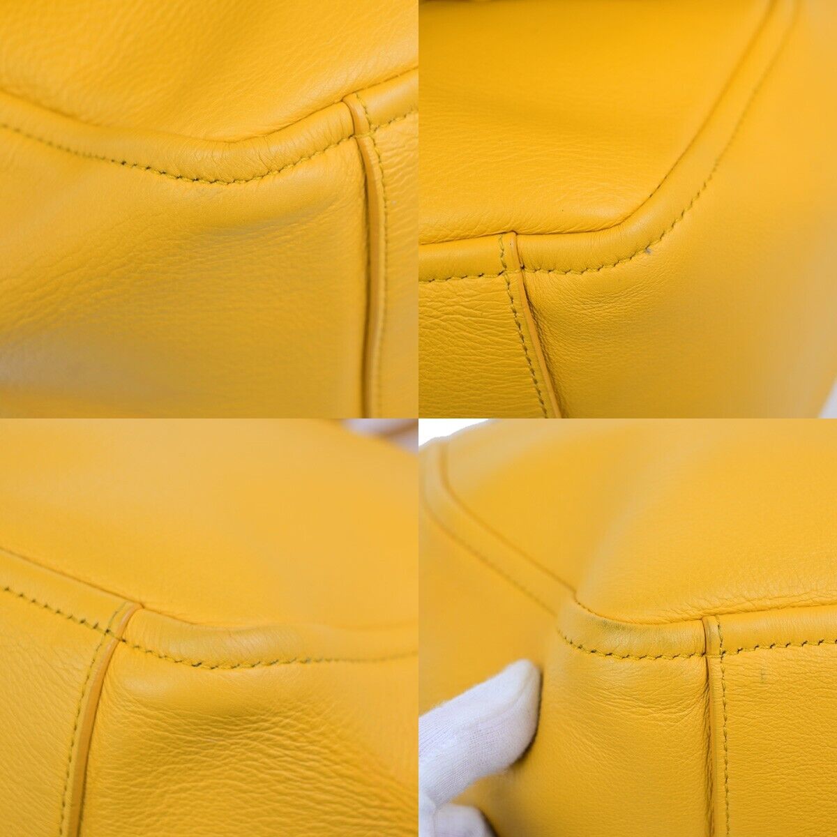 BALENCIAGA Logo 2Way Shoulder Hand Bag Leather Yellow Silver 87ED917