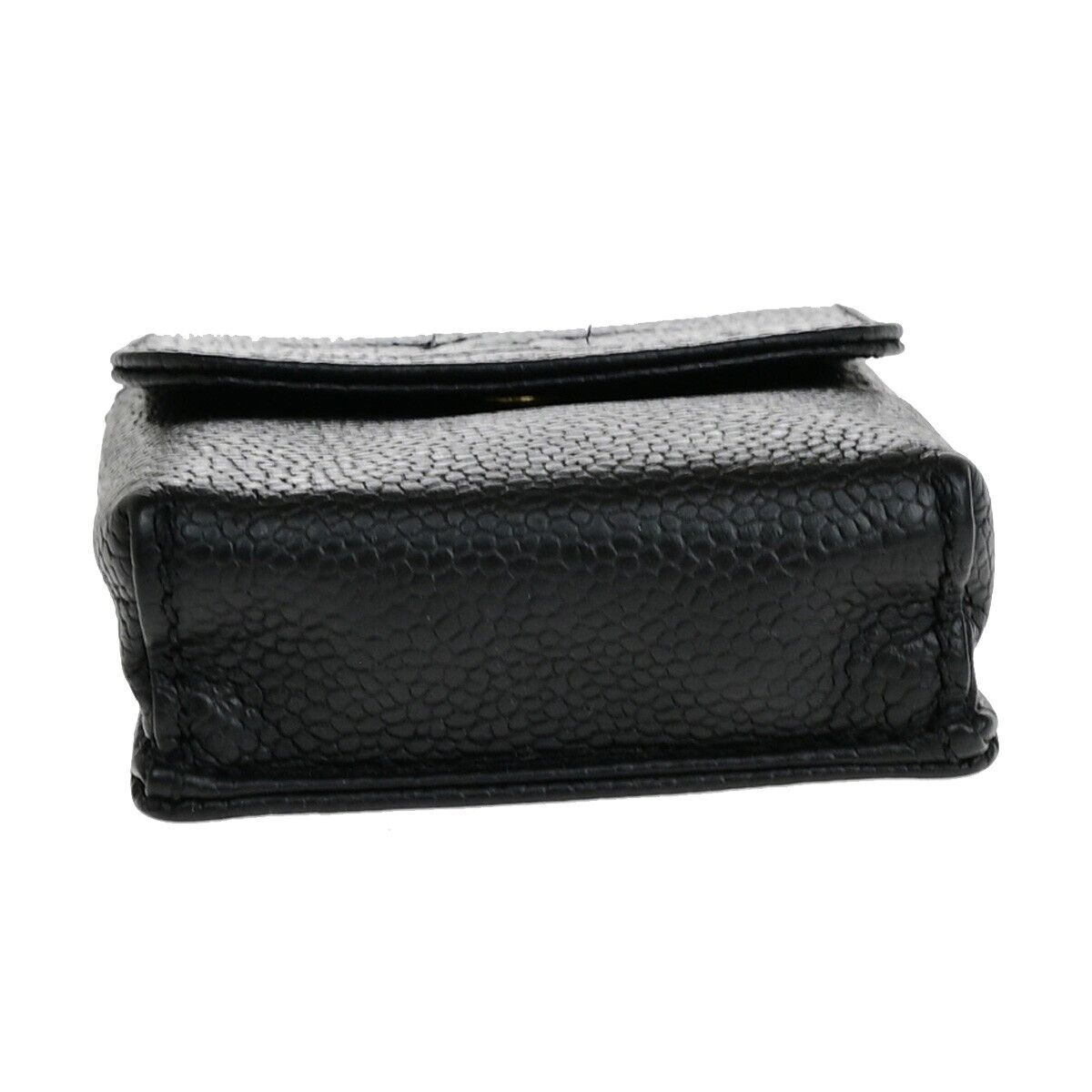 CHANEL CC Logo Cigarette Case Purse Caviar Leather Black Italy 61EB754