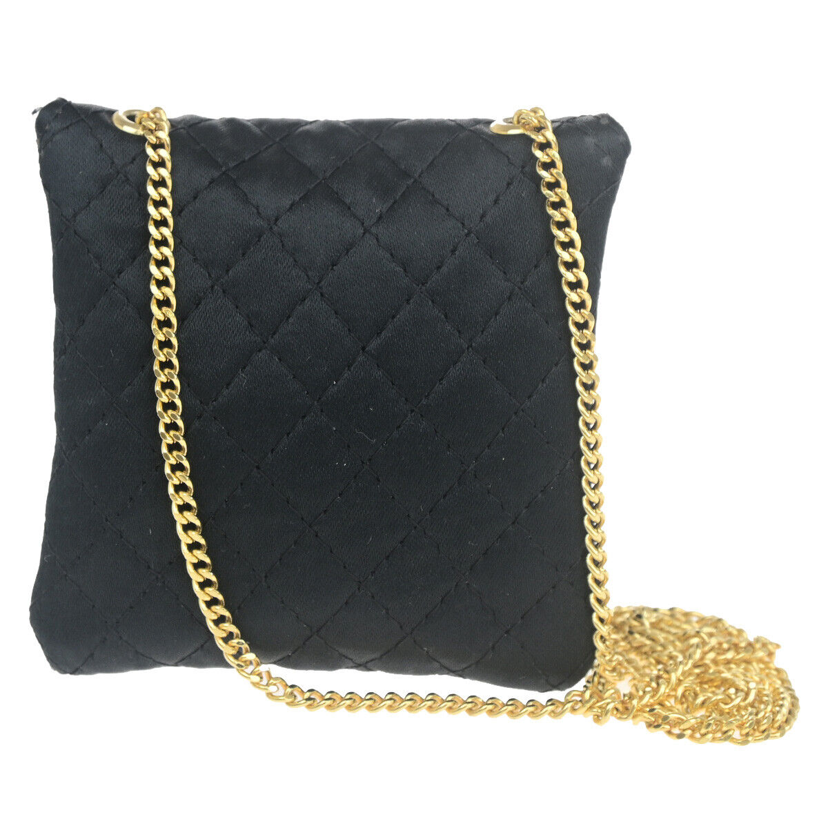 CHANEL CC Logo Micro Matelasse Shoulder Bag Pouch Canvas Leather Black 88RK080