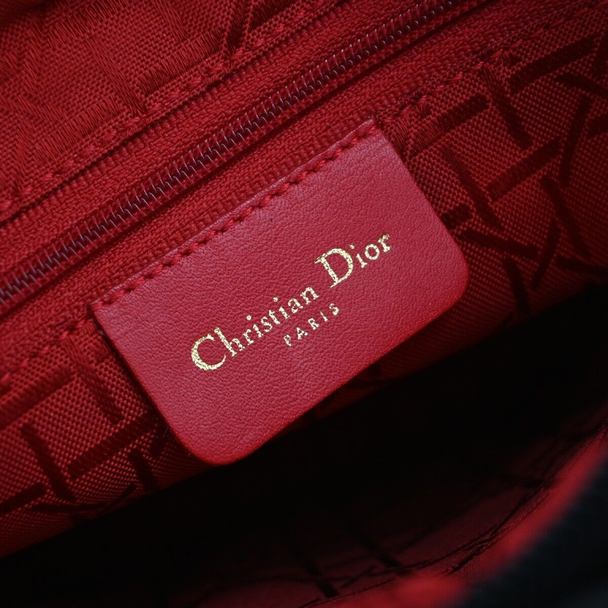 CHRISTIAN DIOR Lady Cannage 2Way Shoulder Hand Bag Nylon Leather Black 75EE107