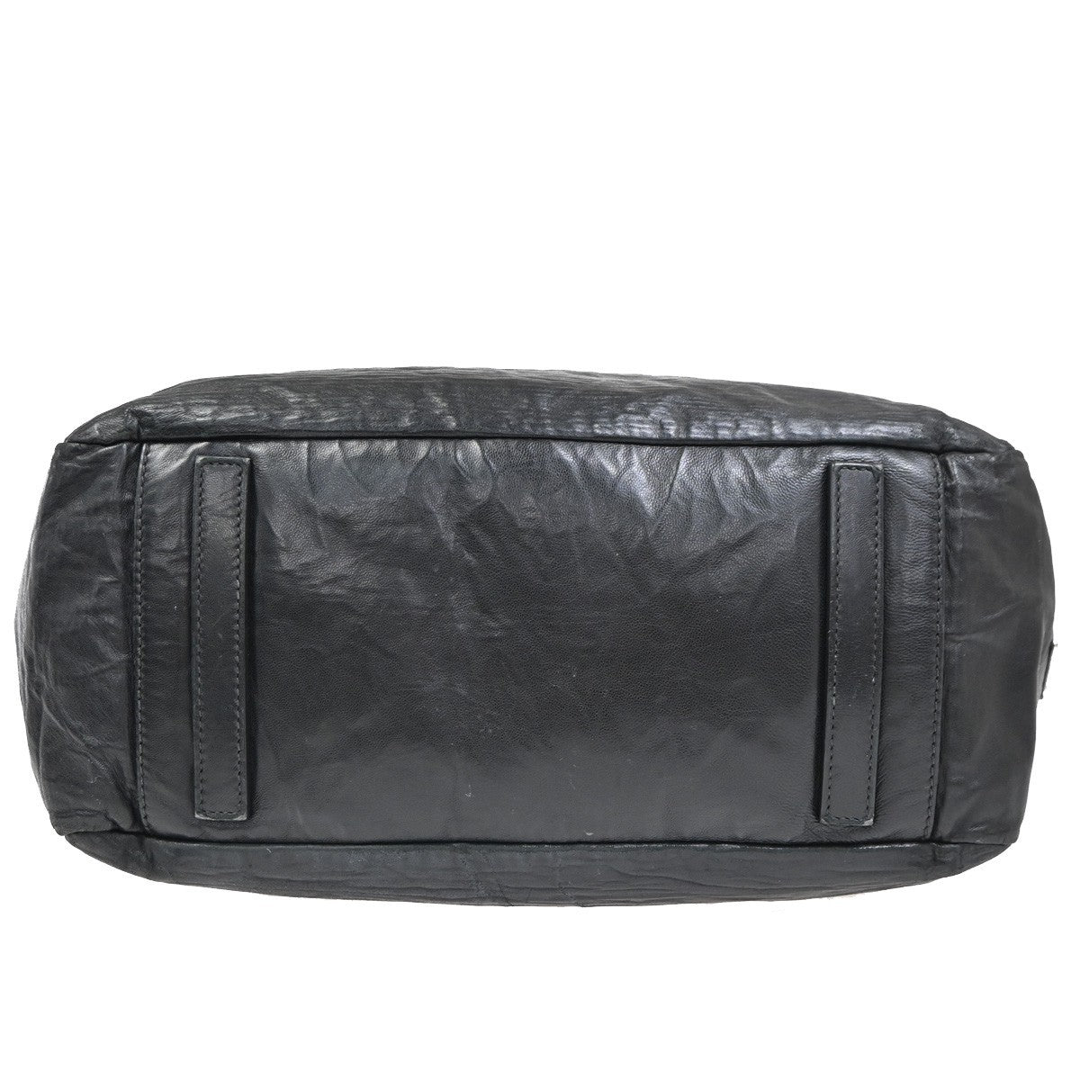 PRADA MILANO Logo Business Shoulder Hand Tote Bag Leather Black Sliver 76KP343