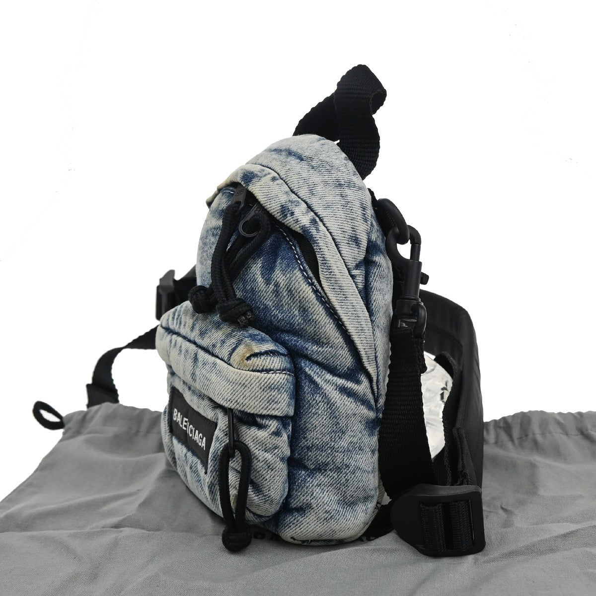 BALENCIAGA Logo Explorer 2Way Mini Shoulder Bag Canvas Denim Blue 38FC150