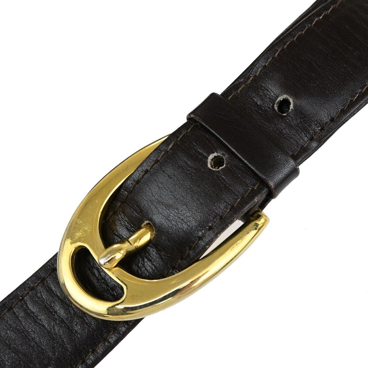 CELINE Logo Horse Carriage Shoulder Bag Leather Brown Gold Made in Italy 30EC868