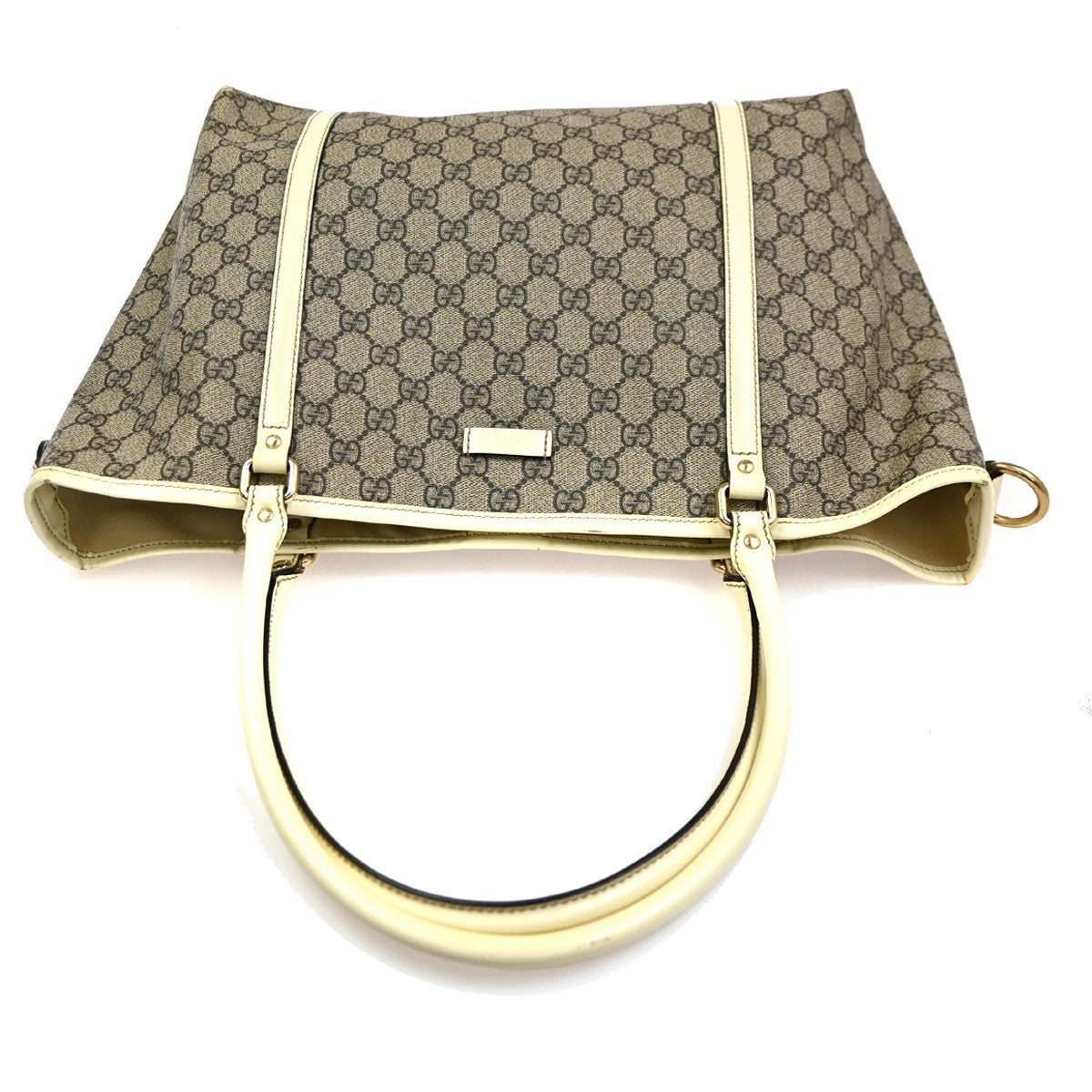GUCCI GG Pattern Shoulder Hand Bag Supreme Patent Leather White Brown 66CA482