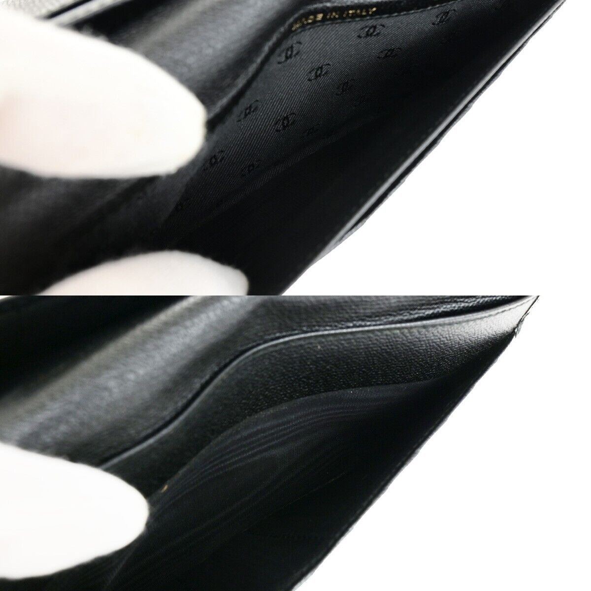 CHANEL CC Logo Long Bifold Wallet Purse Leather Black GHW France 33EB272