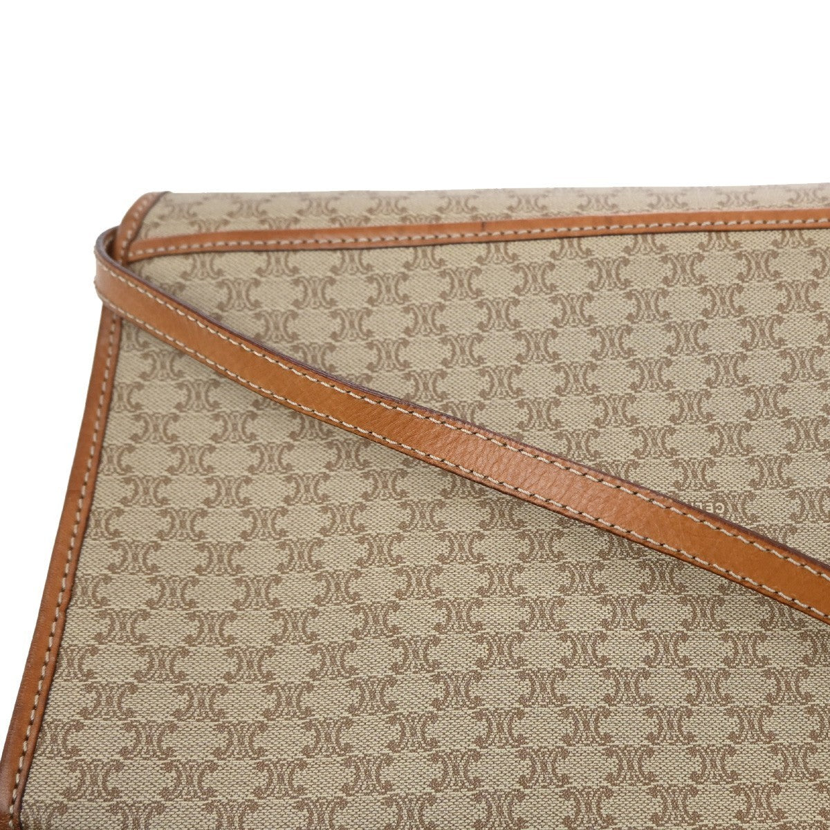 CELINE Macadam Pattern 2Way Shoulder Clutch Bag PVC Leather Beige Italy 69MA114