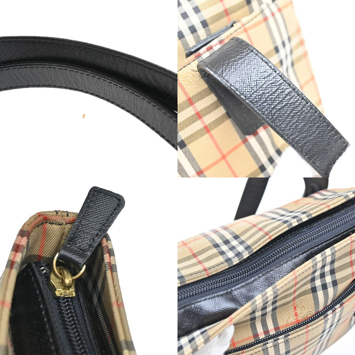BURBERRYS Logo Nova Check Shoulder Tote Bag Canvas Leather Beige Black 02FC152