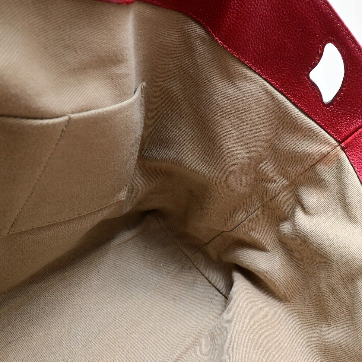 CARTIER Logo Marcello Shoulder Tote Bag Canvas Exotic Leather Beige Red 36FA996