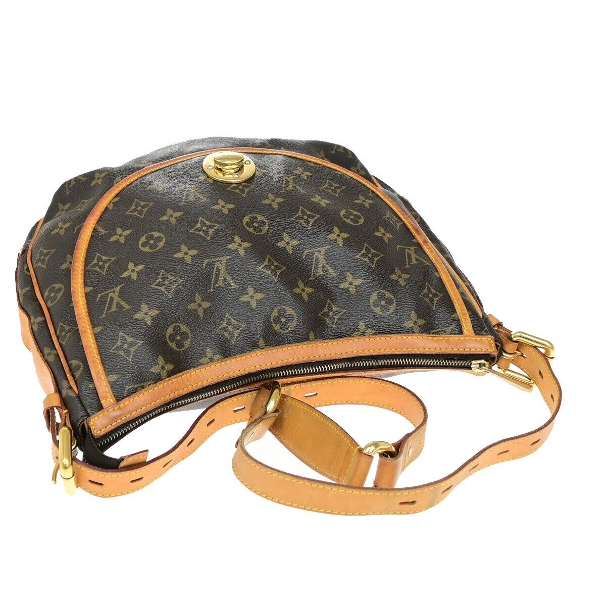 LOUIS VUITTON Tolum GM Shoulder Bag Monogram Leather Brown France M40075 85ED712