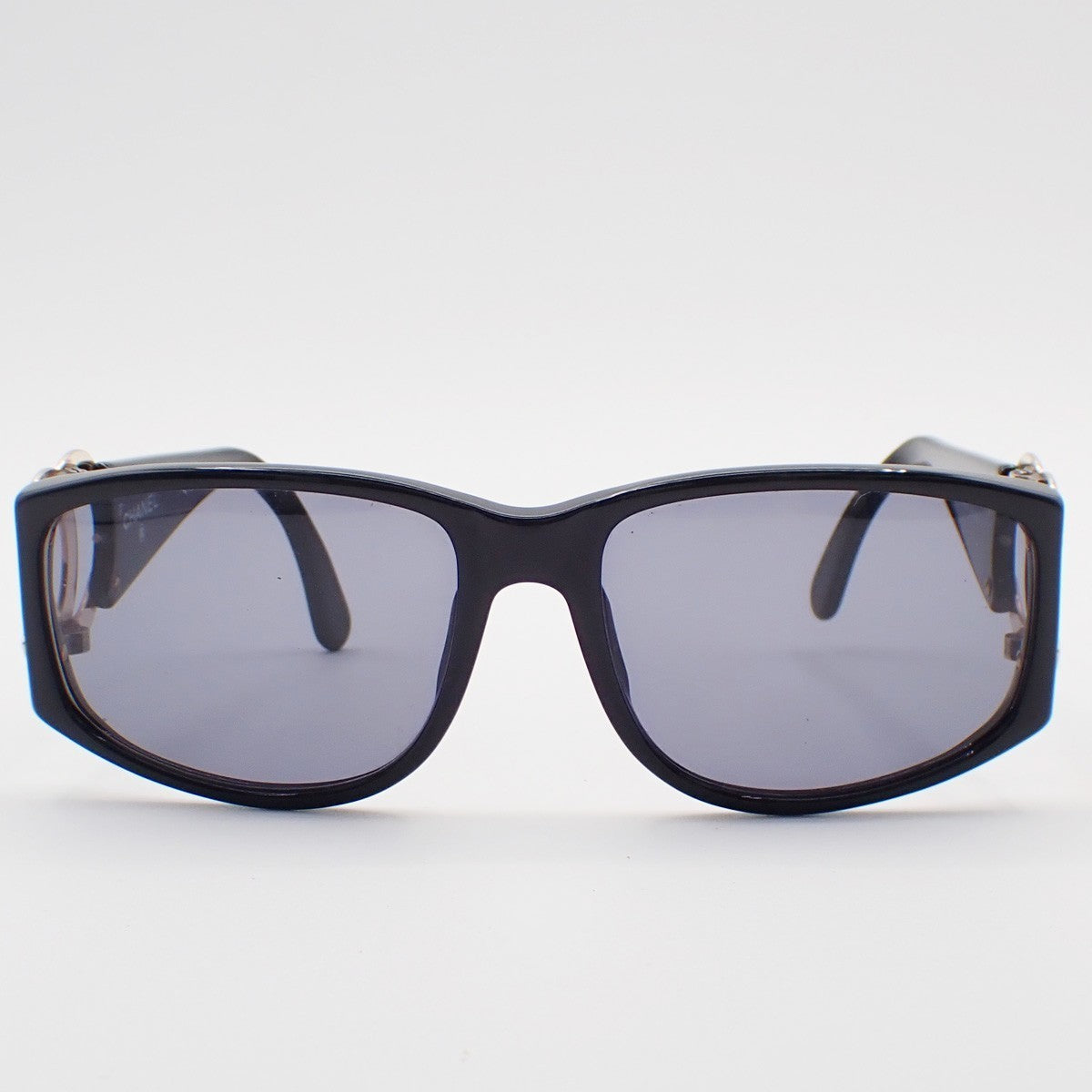 CHANEL CC Logos Sunglasses Eye Wear Plastic Black Gold 02461 64RL559