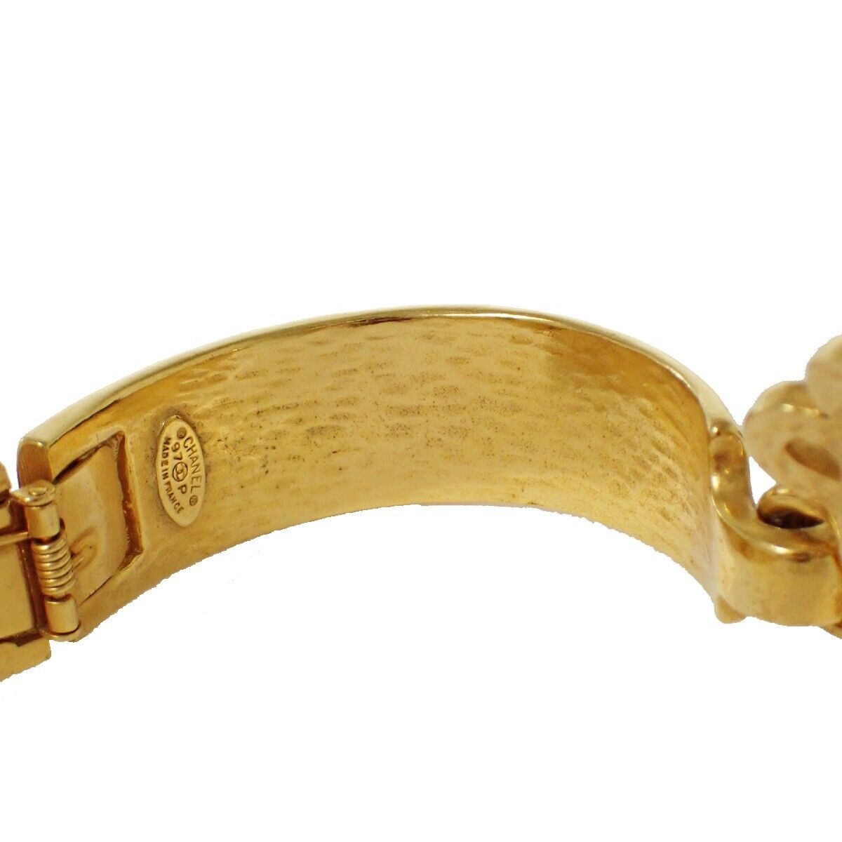 CHANEL CC Lapis Lazuli Bracelet Bangle 97P GHW Blue Accessory Vintage 28RH121