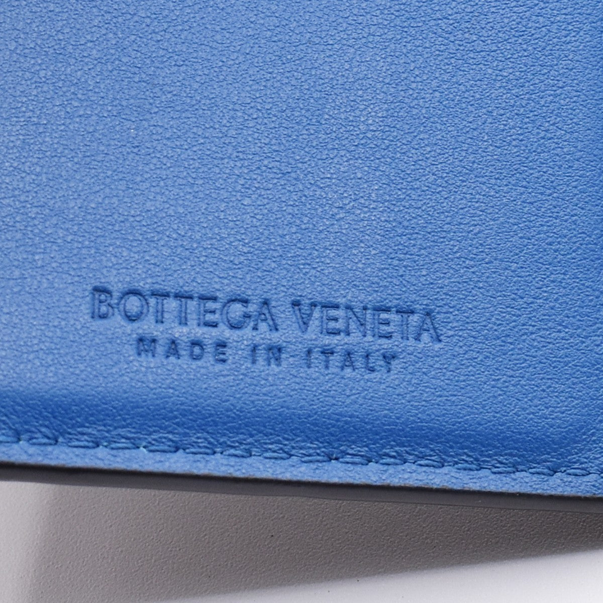 BOTTEGA VENETA Logo Intrecciato Bifold Card case Leather Black  Blue 62RL569