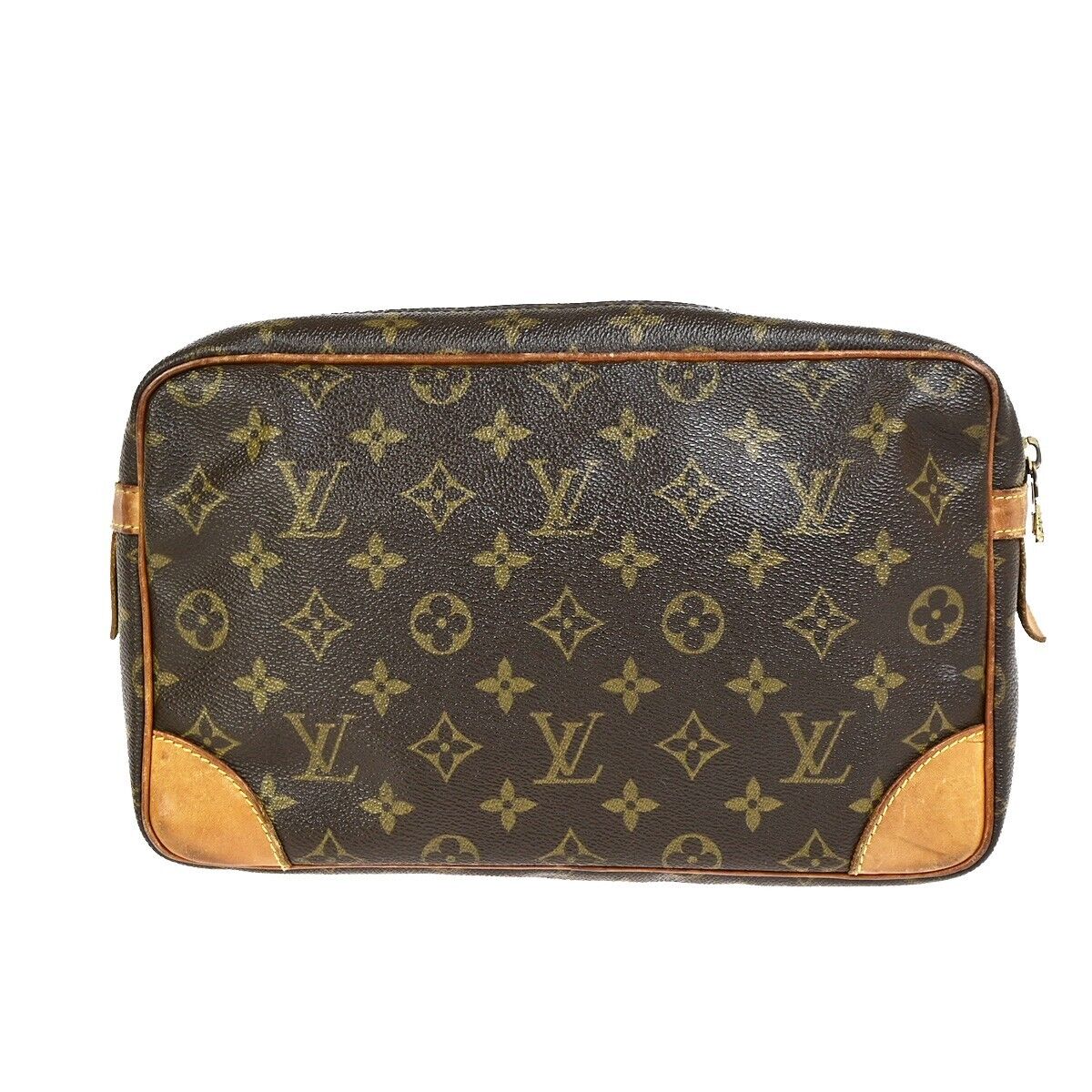 LOUIS VUITTON Compiegne 28 Clutch Bag Monogram Leather Brown GHW M51845 68FB193