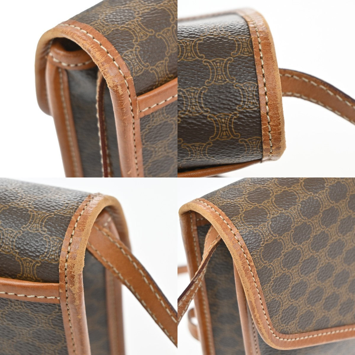 CELINE Logo Macadam Pattern Shoulder Bag PVC Leather Brown GHW Italy 31MA650