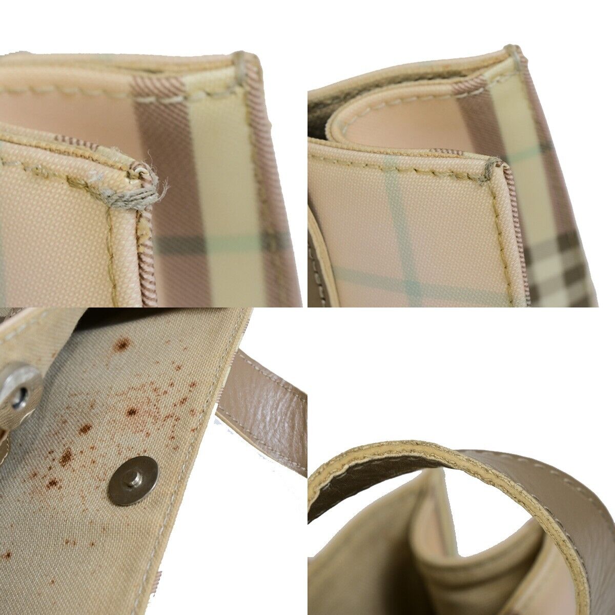 BURBERRY Logo Nova Check Hand Tote Bag PVC Leather Pink Brown Italy 07FA940