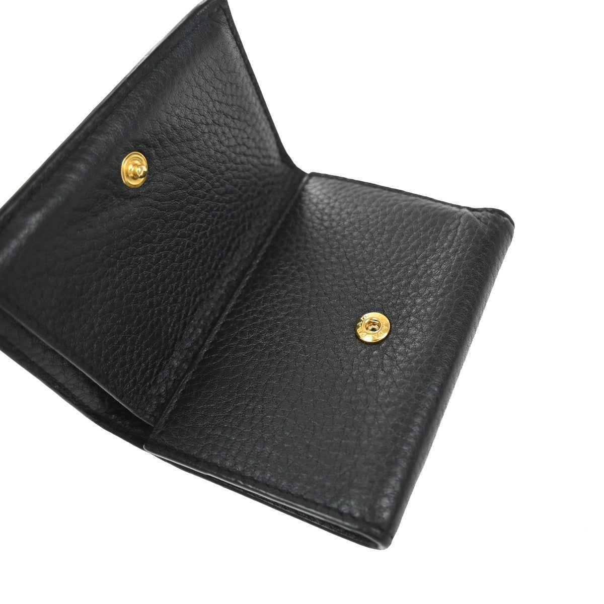 PRADA Logo Mini Compact Trifold Wallet Vitello Leather Black GHW 62YH815