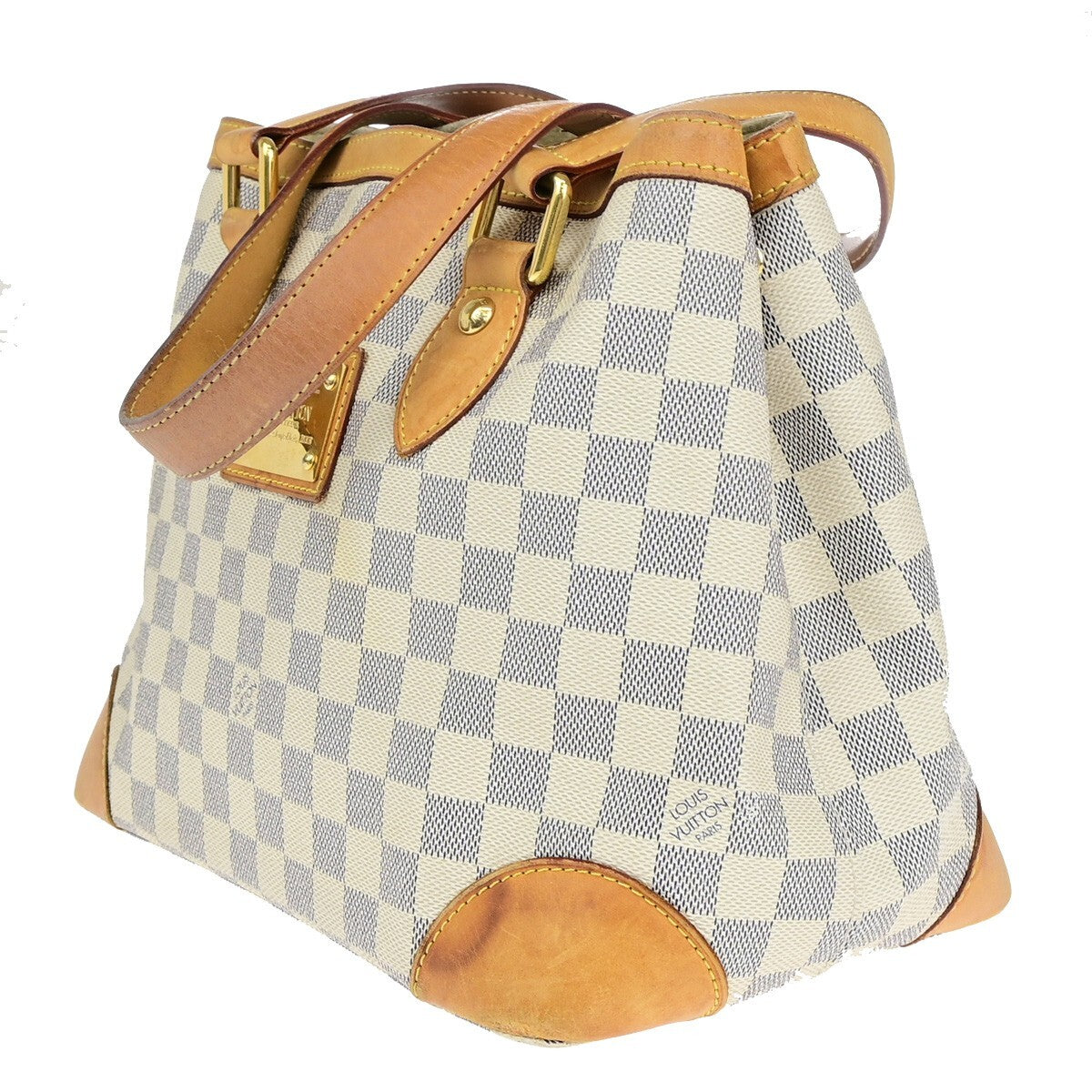LOUIS VUITTON Hampstead PM Shoulder Bag Damier Azur Leather White N51207 82EC306