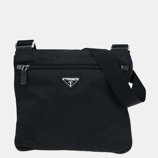PRADA Logo Tessuto Crossbody Shoulder Bag Nylon Leather Black SHW Italy 31YF095