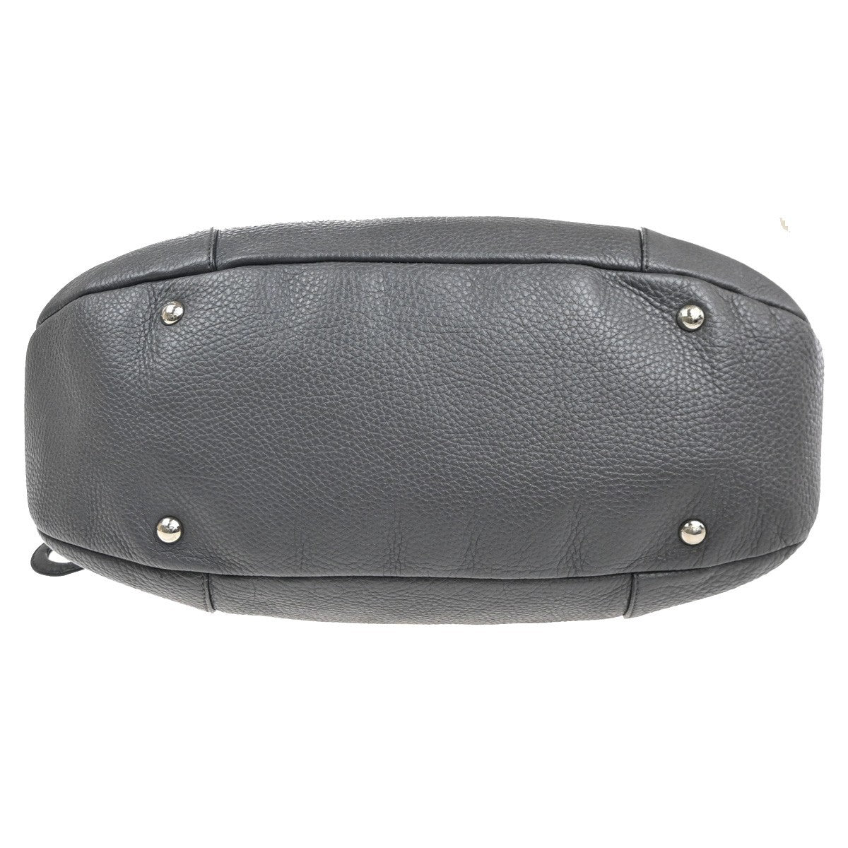 SALVATORE FERRAGAMO Logo Gancini Shoulder Hand Bag Leather Gray Italy 67KD031
