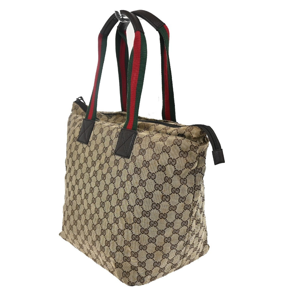GUCCI GG Logo Sherry Line Shoulder Hand Bag Canvas Leather Beige Italy 67KC204