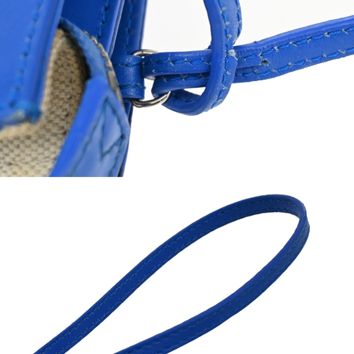 BALENCIAGA Logo 2Way Shoulder Clutch Bag Canvas Leather Beige Blue 62FB962