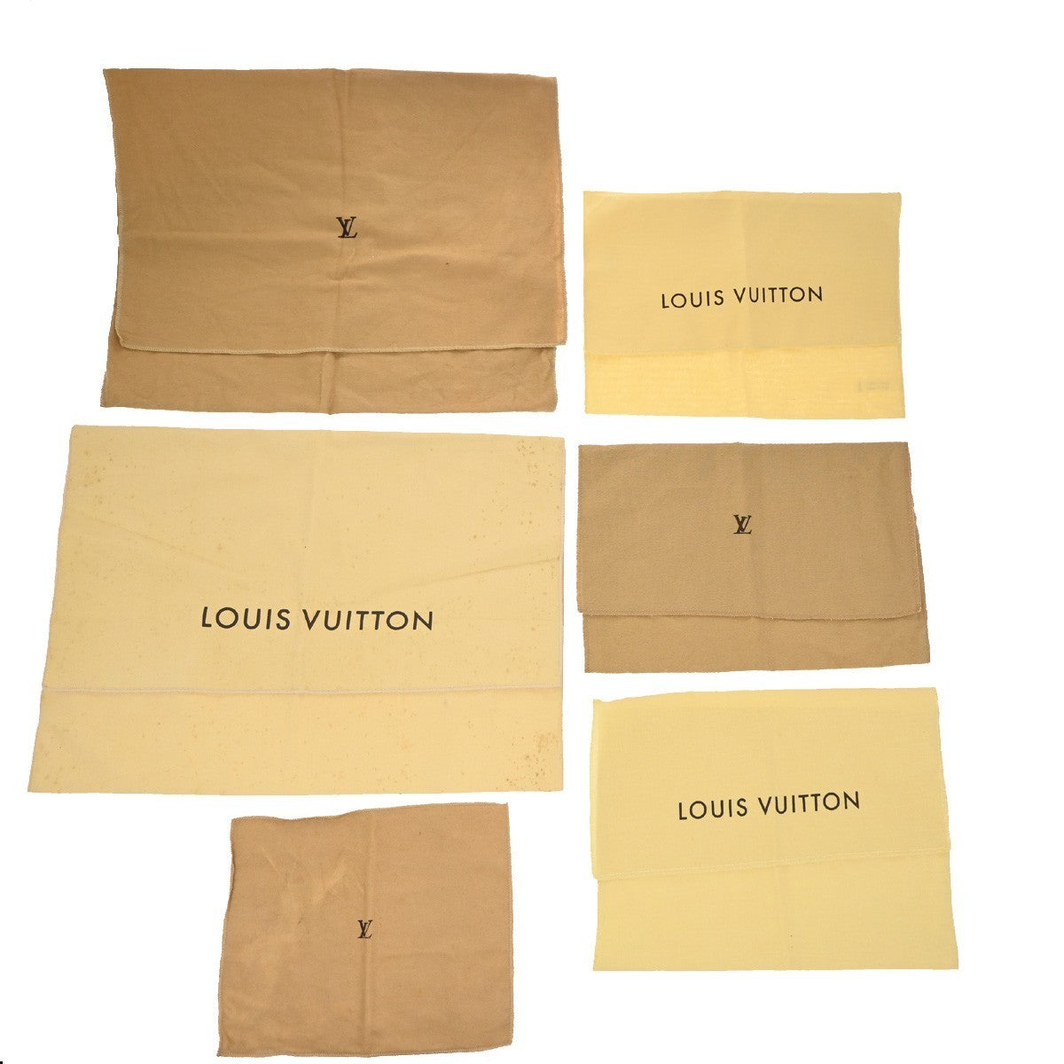 LOUIS VUITTON Logo 10 Set Dust Bag Drawstring Canvas Cotton Beige Brown 09KP140