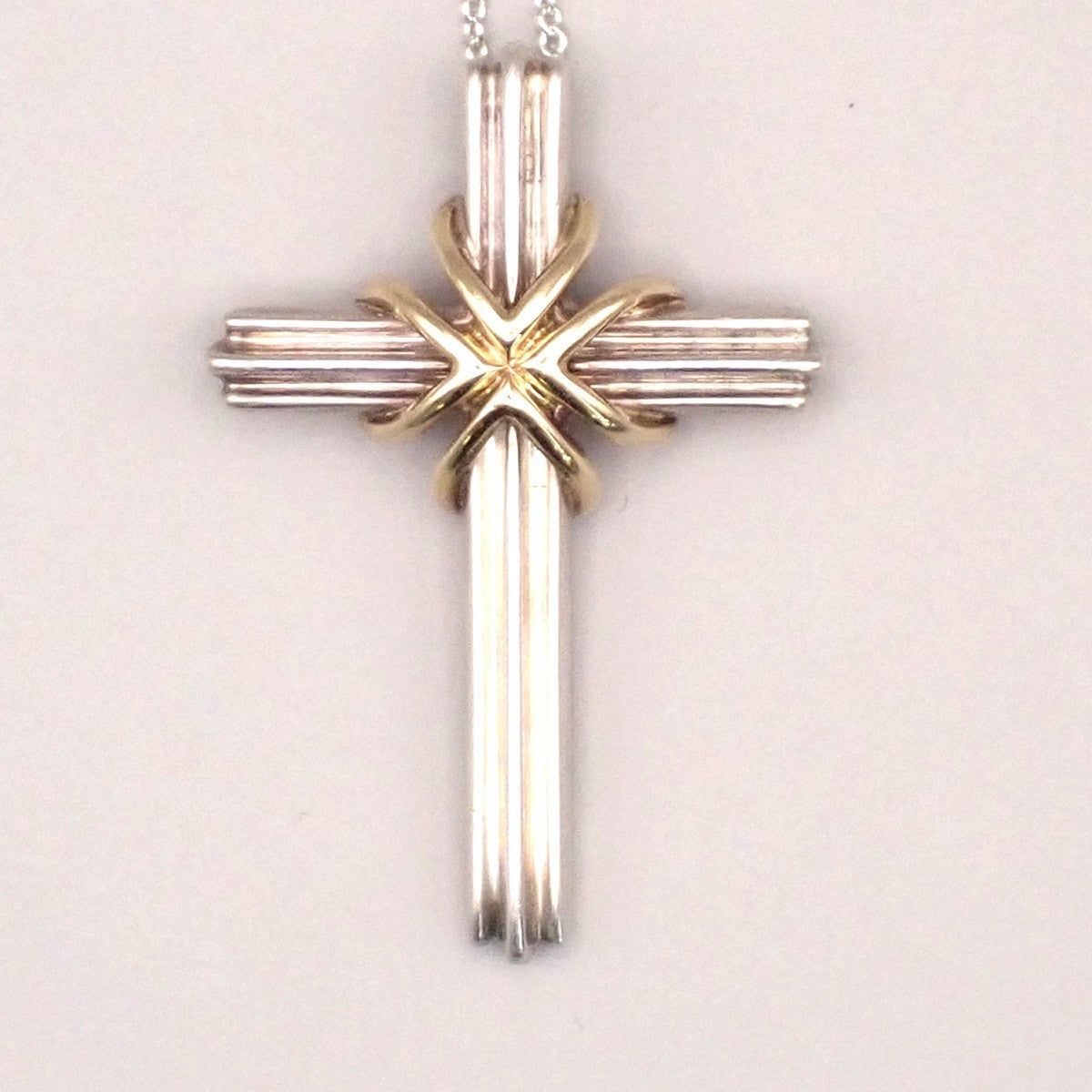 Tiffany & Co. Signature Cross Chain Necklace Pendant Silver 925/Gold 750 67TA461