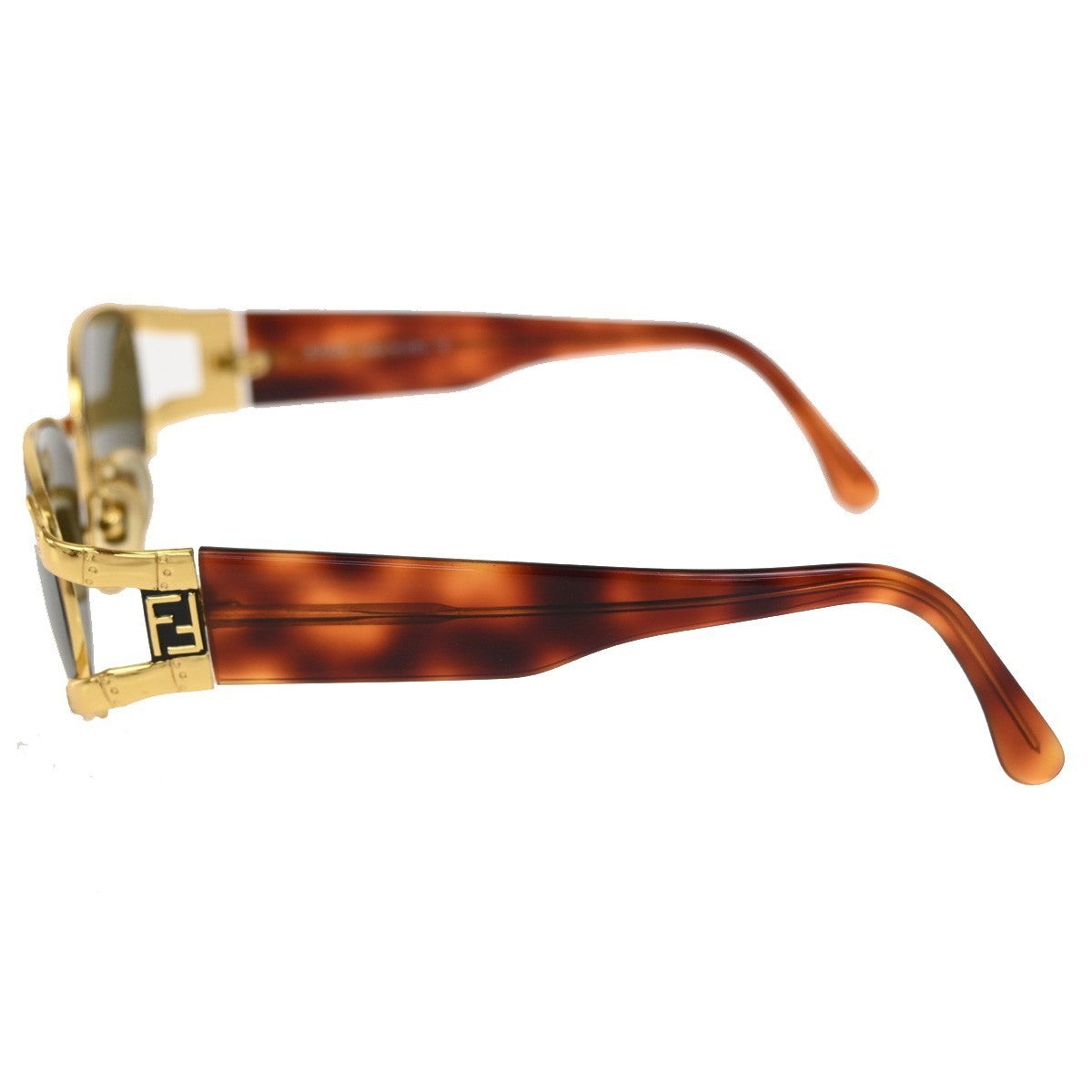 FENDI FF Logos Sunglasses Eye Wear Plastic Metal Brown Italy MOD7017 07CA893