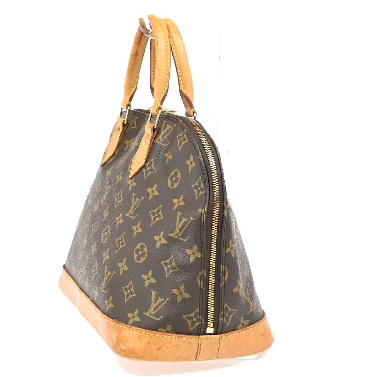 LOUIS VUITTON LV Logo Alma Hand Bag Monogram Leather Brown France M51130 85PA106