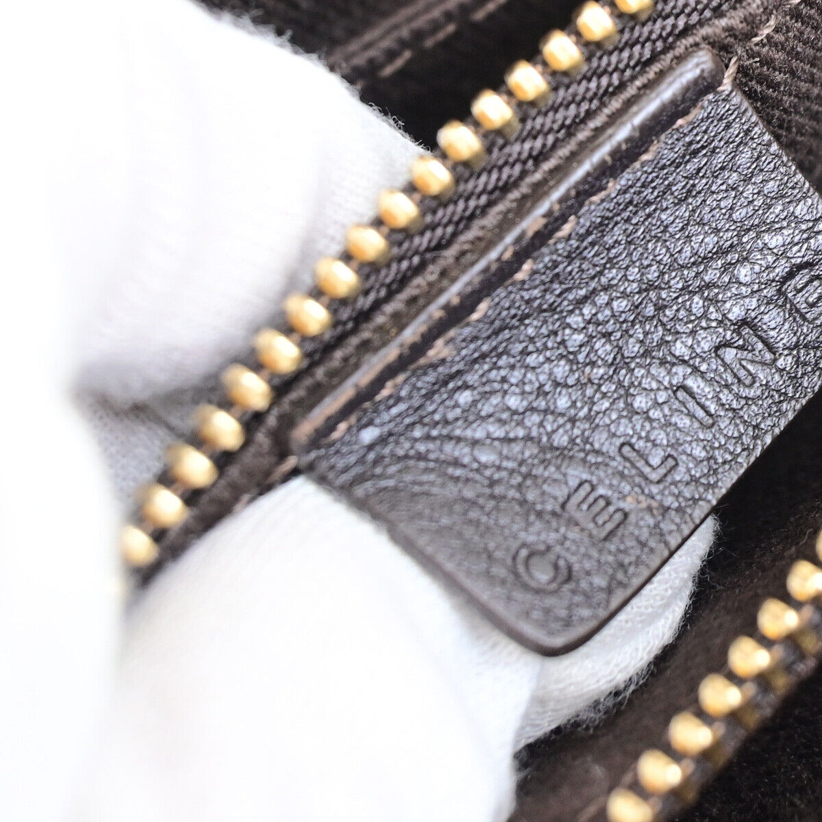 CELINE Logo Macadam Pattern Shoulder Tote Bag Canvas Leather Brown GHW 30SJ476