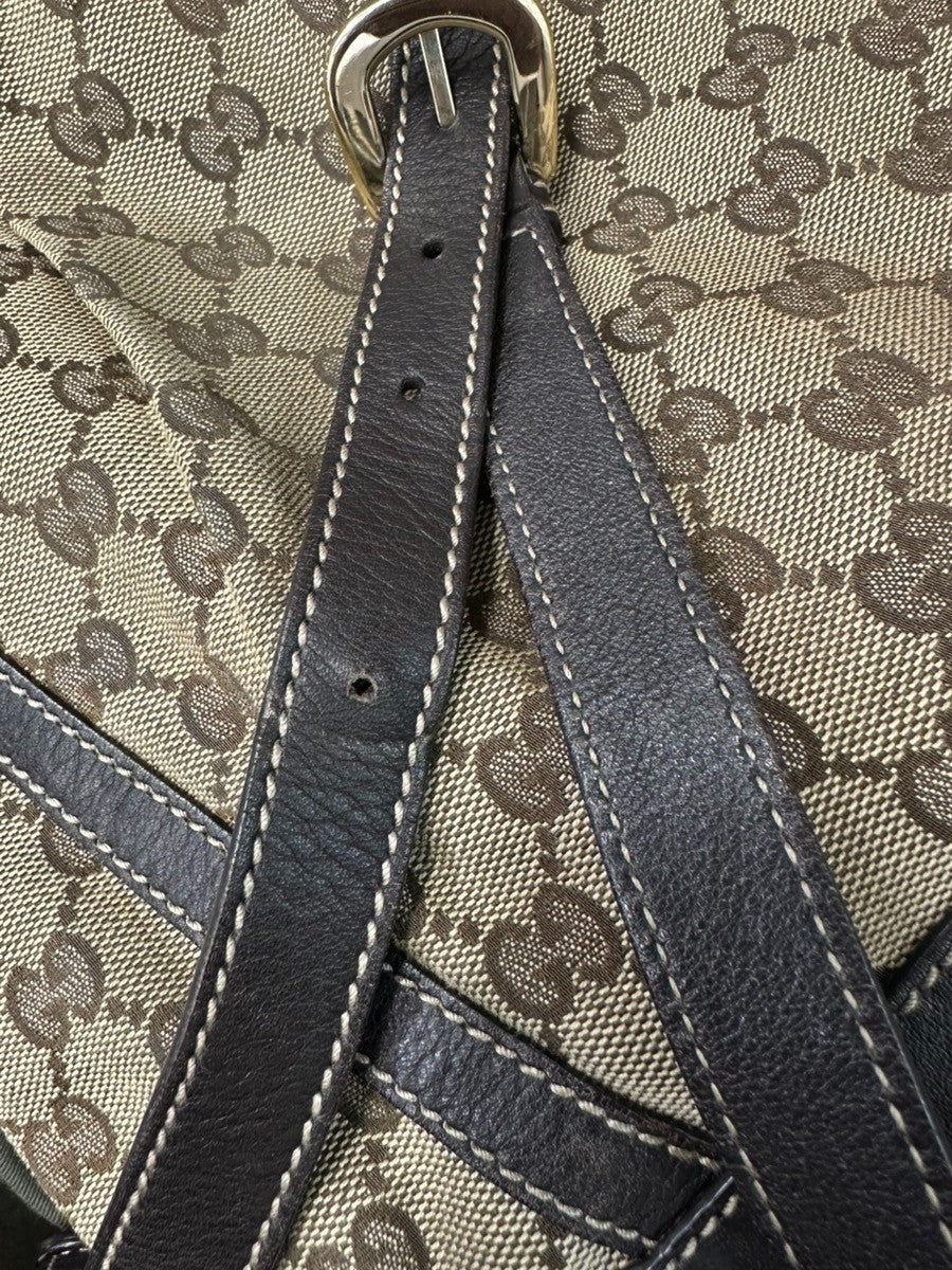 GUCCI GG Pattern Abbey D-ring Shoulder Bag Canvas Leather Brown Italy  30KC604