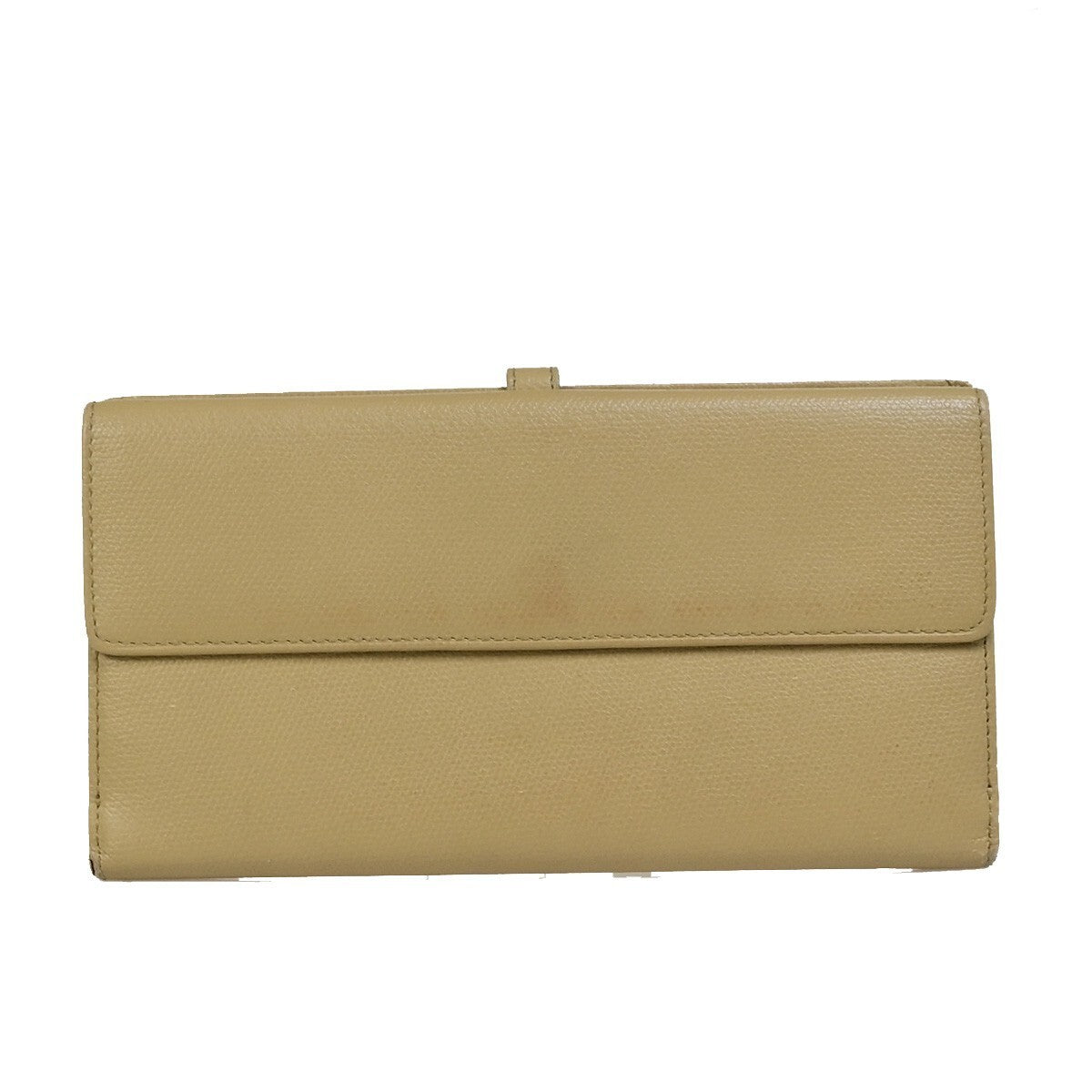CHANEL CC Logo Long Bifold Wallet Purse Leather Beige GHW Italy 39RF190