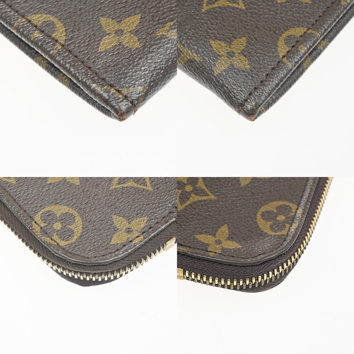 LOUIS VUITTON Poche Documents Clutch Bag Monogram Leather Brown France 87MA465