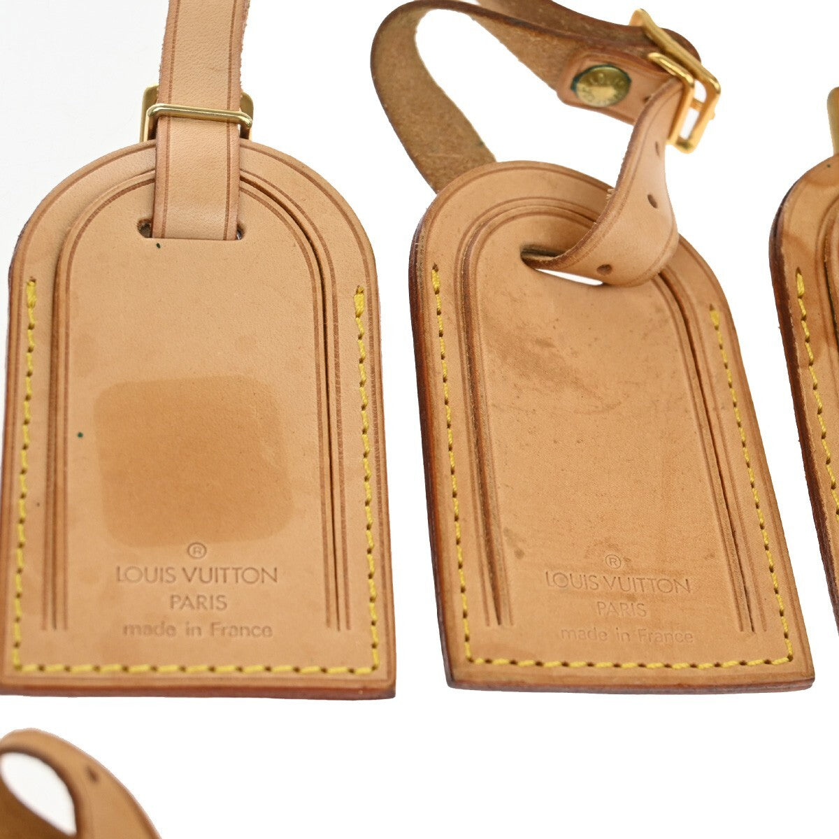 LOUIS VUITTON Logo 20 Set Name Luggage Tag Leather Brown Bag Accessory 04EE328