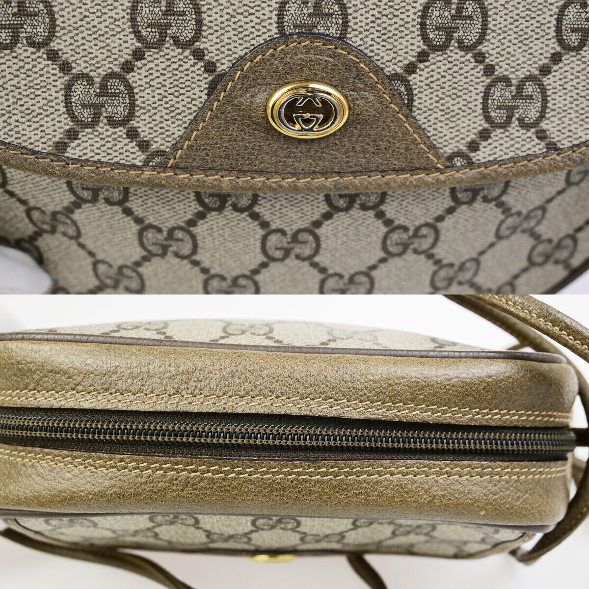 GUCCI Logo GG Pattern Mini Shoulder Bag PVC Leather Brown Italy 63YG493