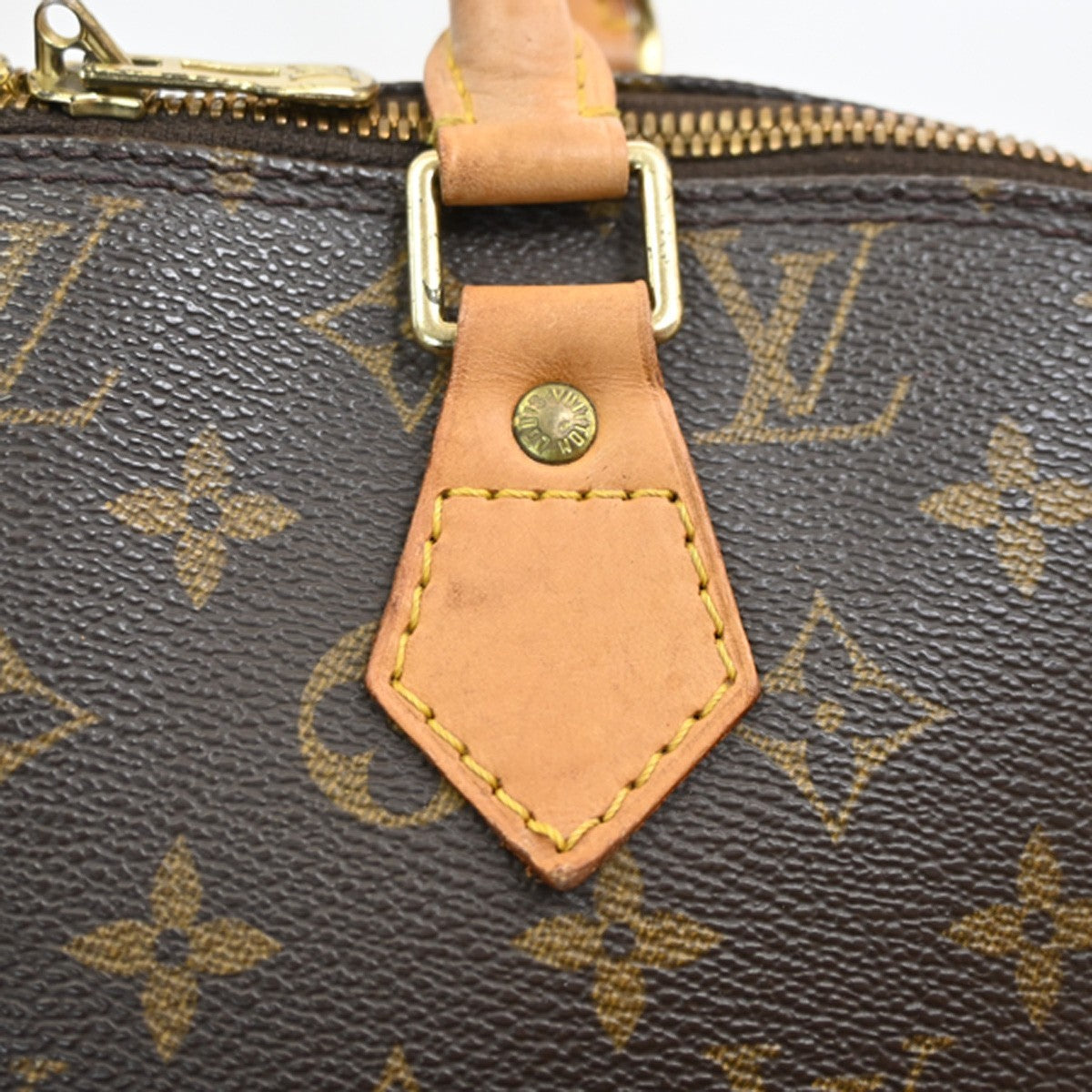 LOUIS VUITTON LV Logo Alma Hand Bag Monogram Leather Brown France M51130 84SA062