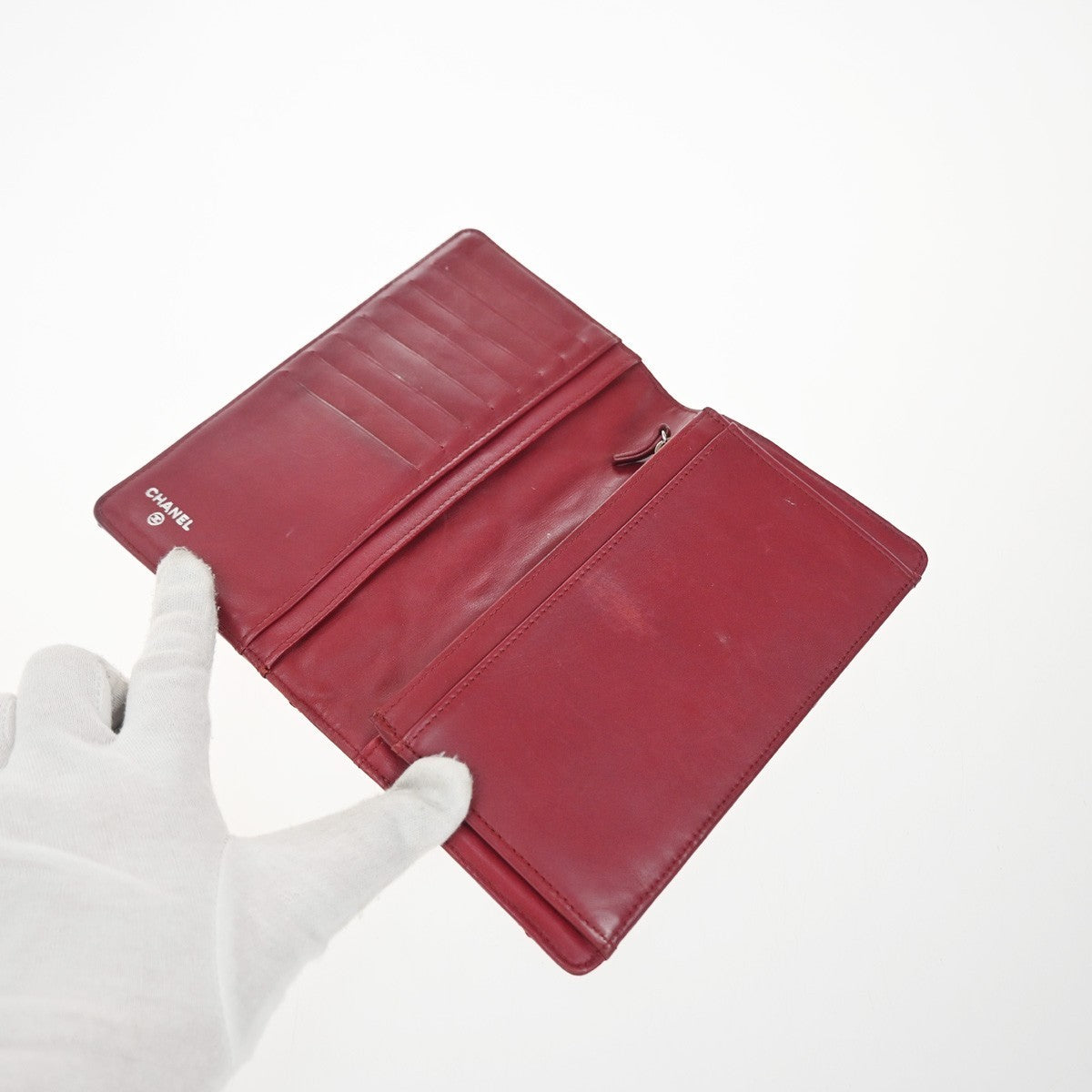 CHANEL CC Logo Matelasse Ultra Stitch Long Bifold Wallet Leather Red SHW 30KP479