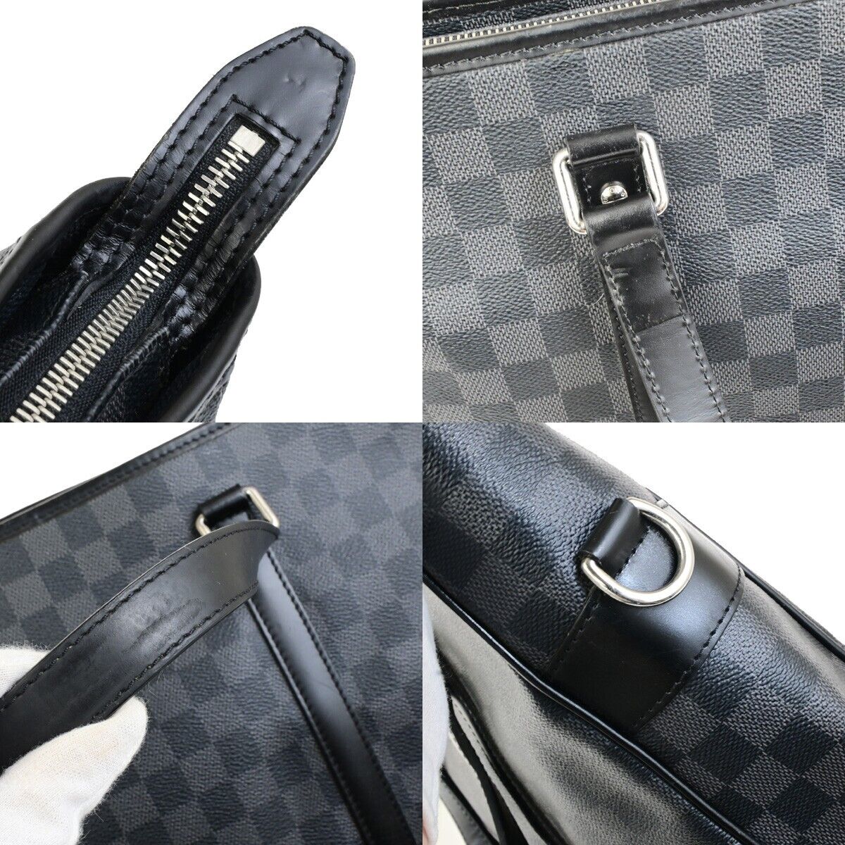 LOUIS VUITTON Tadao Shoulder Hand Bag Damier Graphite Leather BK N51192 18ED500